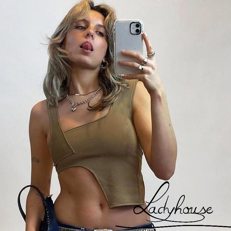 Áo Thun Không Tay Hở Rốn Màu Trơn Thời Trang Mùa Hè Dành Cho Nữ