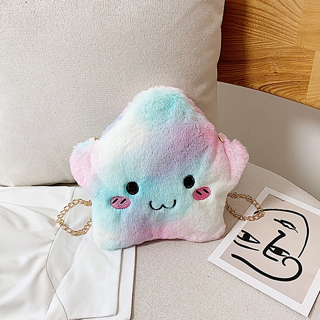 Túi đeo chéo lông nhung mihan1 hình ngôi sao nhiều màu sắc dễ thương cho bé