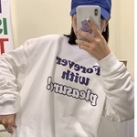 ZHELIHANGFEI Áo Sweater Dáng Rộng In Chữ Cá Tính Dễ Phối Đồ