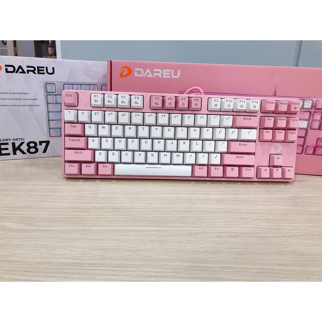 Bàn phím cơ Gaming DAREU EK87 PINK-WHITE Mix Màu Độc Đáo