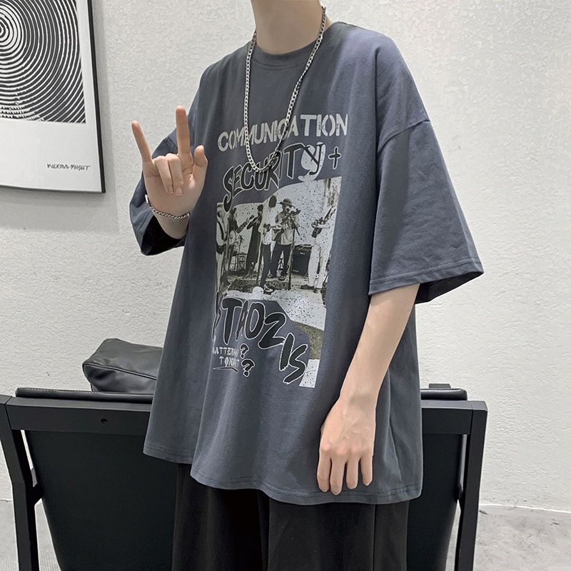 Áo thun tay ngắn dáng rộng size lớn S-8XL phong cách hip hop mới thời trang mùa hè năng động