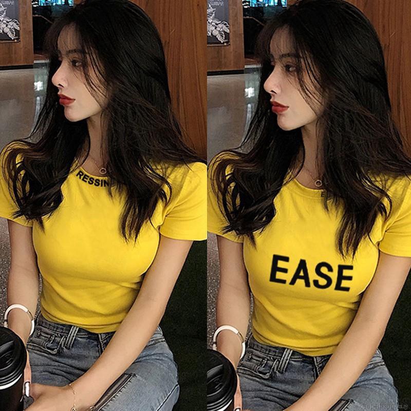 Áo thun nữ tay ngắn in chữ