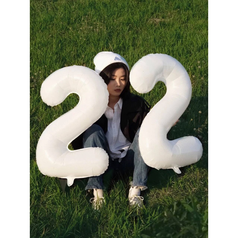 Bong bóng số tuổi màu trắng size 32inch cỡ lớn 70cm trang trí sinh nhật, thôi nôi, set up sinh nhật phong cách Hàn Quốc