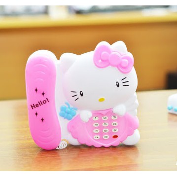 Đồ Chơi Điện Thoại Bàn Mèo Kitty Dùng Pin Có Đèn Nhạc