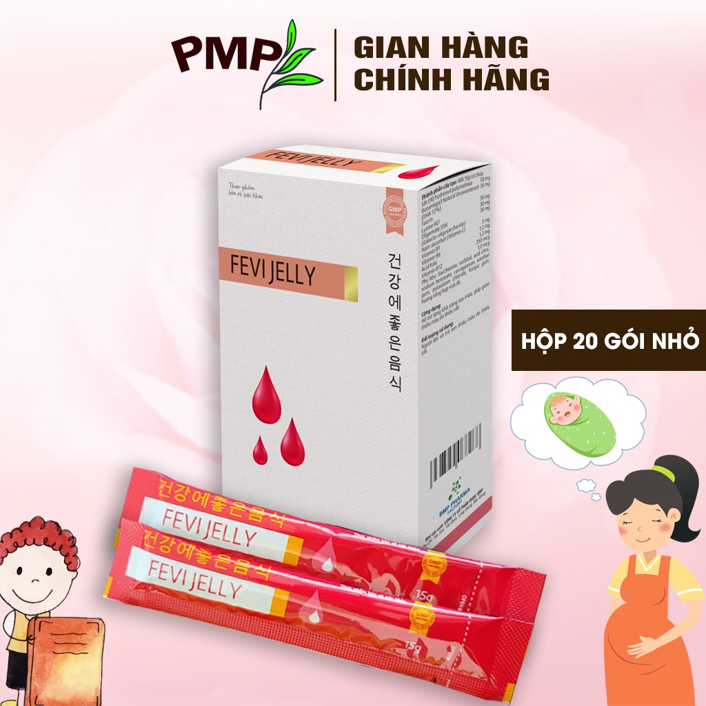 Thạch Sắt Hữu Cơ Fevi Jelly PMP Bổ Sung Sắt, DHA, Vitamin Thiết Yếu Cho Phụ Nữ Mang Thai, Trẻ em, Người Lớn