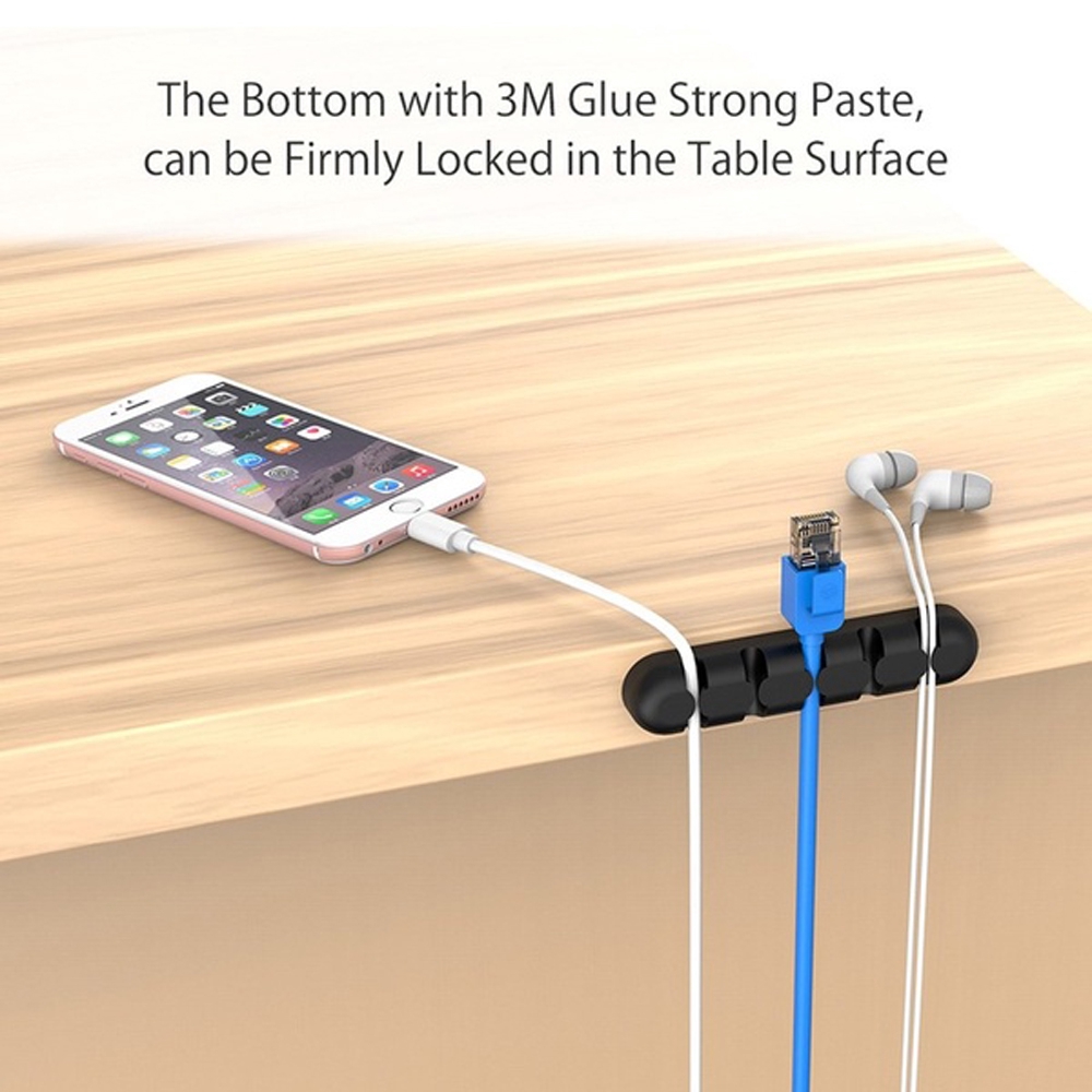 Dụng cụ quấn dây cáp sạc có 5 ngăn để bàn cố định gọn gàng