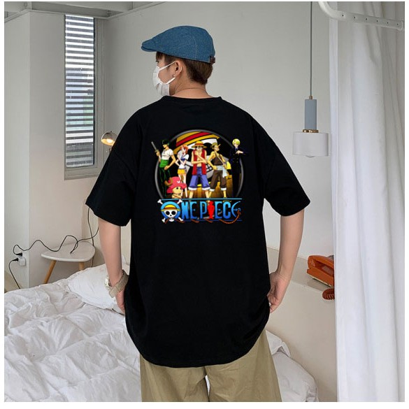 Áo thun tay lỡ unisex form rộng cá tính nam nữ Team Onepiece màu đen chất đẹp - áo phông tee đủ size