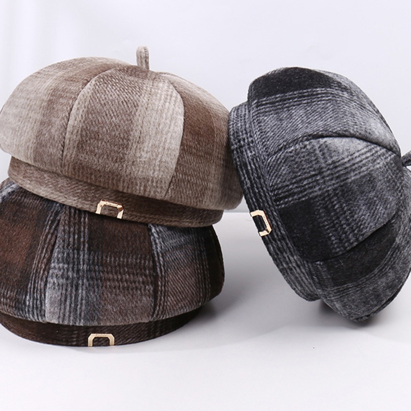 Mũ Beret Họa Tiết Sọc Caro Thời Trang Theo Phong Cách Pháp Cho Cả Nam Và Nữ