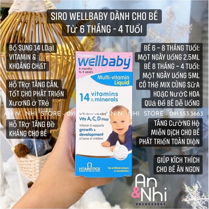 Siro bổ sung vitamin tổng hợp WELLBABY 150ml cho bé từ 6 tháng+