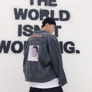 Áo khoác jeans xám lông chuột