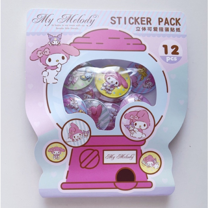 Sticker 3D Hello Kitty , My Melody hộp 12 cái dễ thương