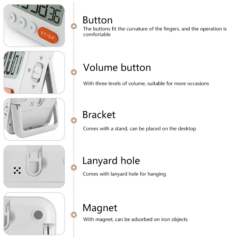 Đồng Hồ Hẹn Giờ Nấu Ăn Kỹ Thuật Số Kèm Giá Đỡ