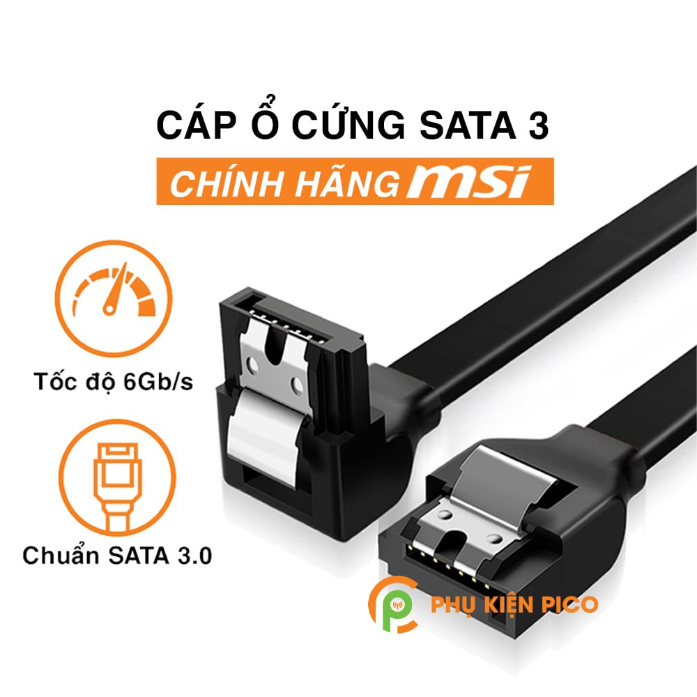 Cáp Sata 3 dành cho ổ cứng HDD, SSD Hàng tháo máy chính hãng MSI (Bộ 2 cáp nguyên Seal)