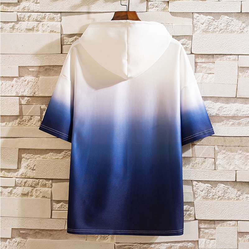 Áo hoodie tay ngắn phối màu in chữ phong cách trẻ trung cho nam | BigBuy360 - bigbuy360.vn