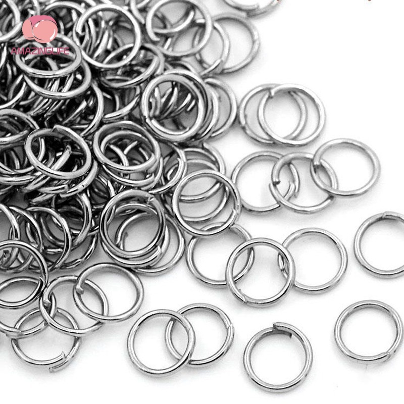 Set 50 Vòng Móc Khóa Mini Bằng Thép Không Gỉ Dùng Làm Trang Sức DIY