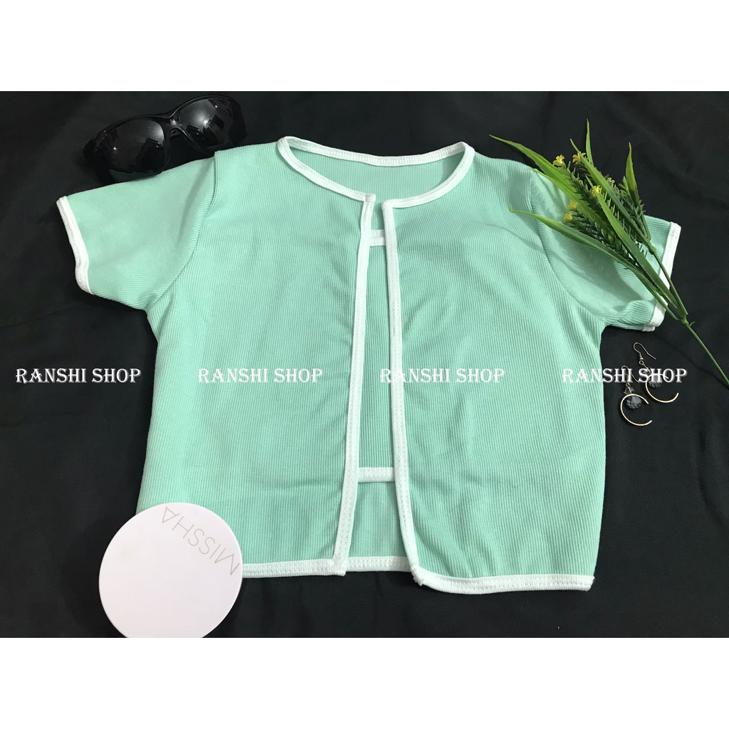 Set Áo Croptop Viền ILY Quảng Châu Loại 1 Gồm Áo Ống Và Áo Khoác Ngoài Xinh Xắn Chất Thun Gân Đẹp Dày Dặn RA033