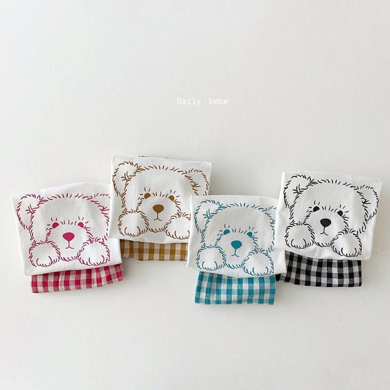 Bộ Gấu Teddy caro đủ màu Daily Bebe hàng chính hãng nội địa Hàn