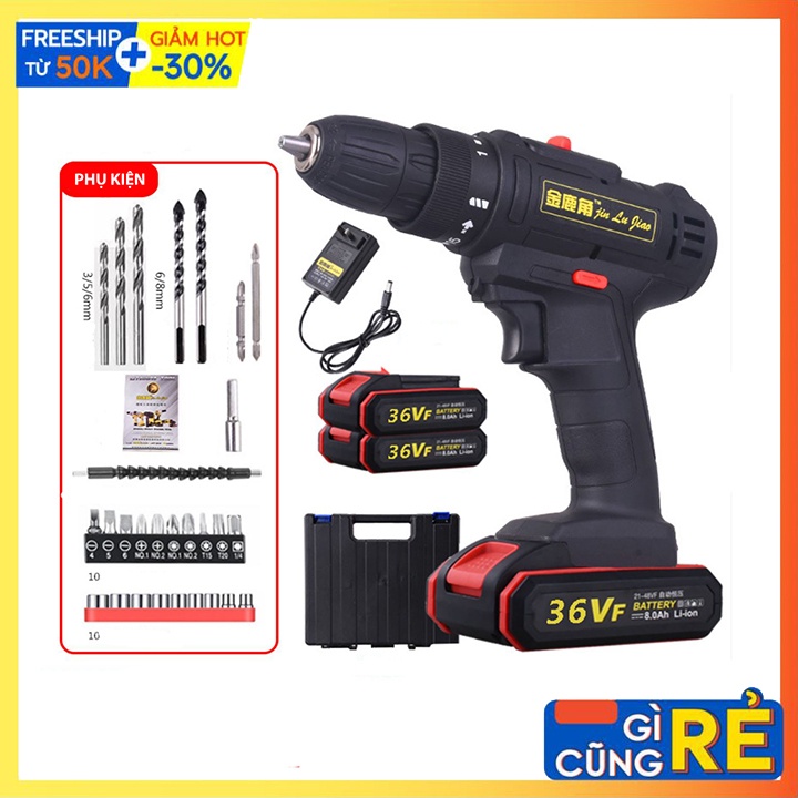 Máy khoan, bắt vít dùng pin 36V Chính Hãng Lugiao 2 PIN