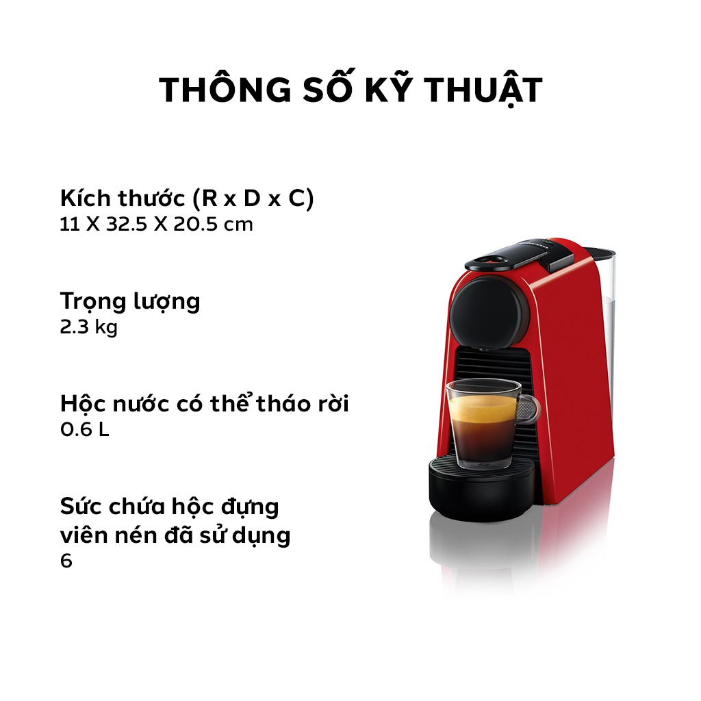 [Mã ELHADEV giảm 4% đơn 300K] Máy pha cà phê Nespresso Essenza Mini Đỏ