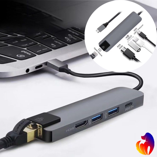 Blackhole 5 in 1 USB Type C Hub HDMI 4K USB C Hub to Gigabit Ethernet Rj45 Lan Adapter