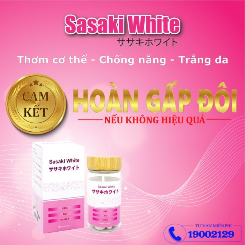 Viên uống Sasaki White tạo hương thơm tự thân, Viên uống trắng da mờ mờ vết nám Nhật an toàn hiệu quả
