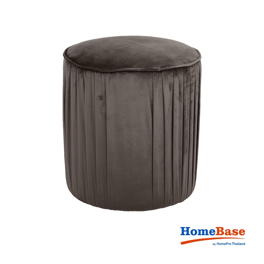 HomeBase FURDINI Ghế đôn tròn bằng gỗ bọc vải cao cấp có đệm lót mousse W38xH38xD40cm màu nâu be