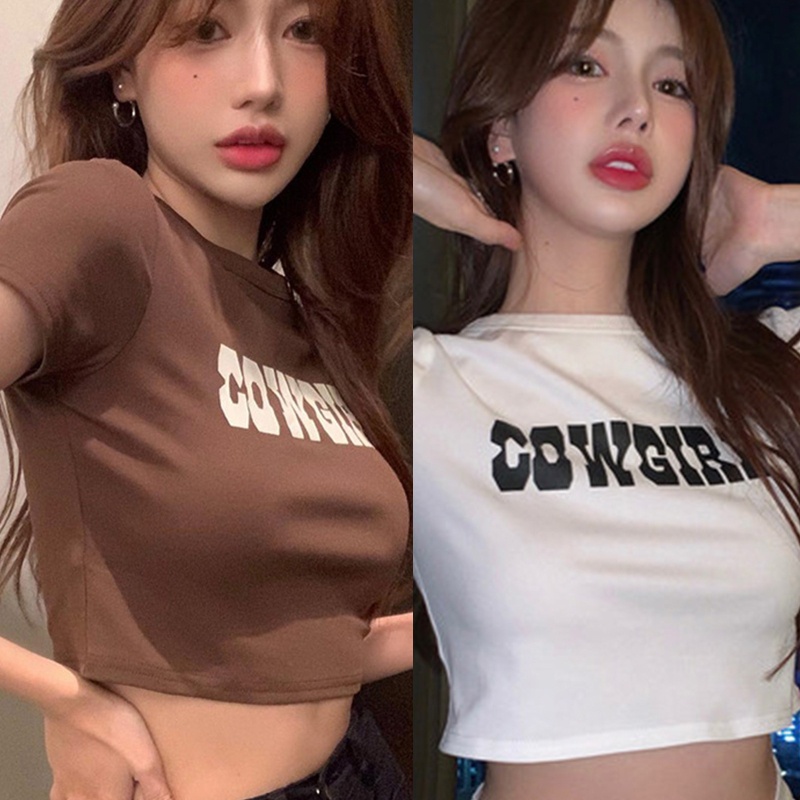 Áo Thun Nữ Ngắn Tay Cổ Tròn In Chữ Aesthetic Cá Tính