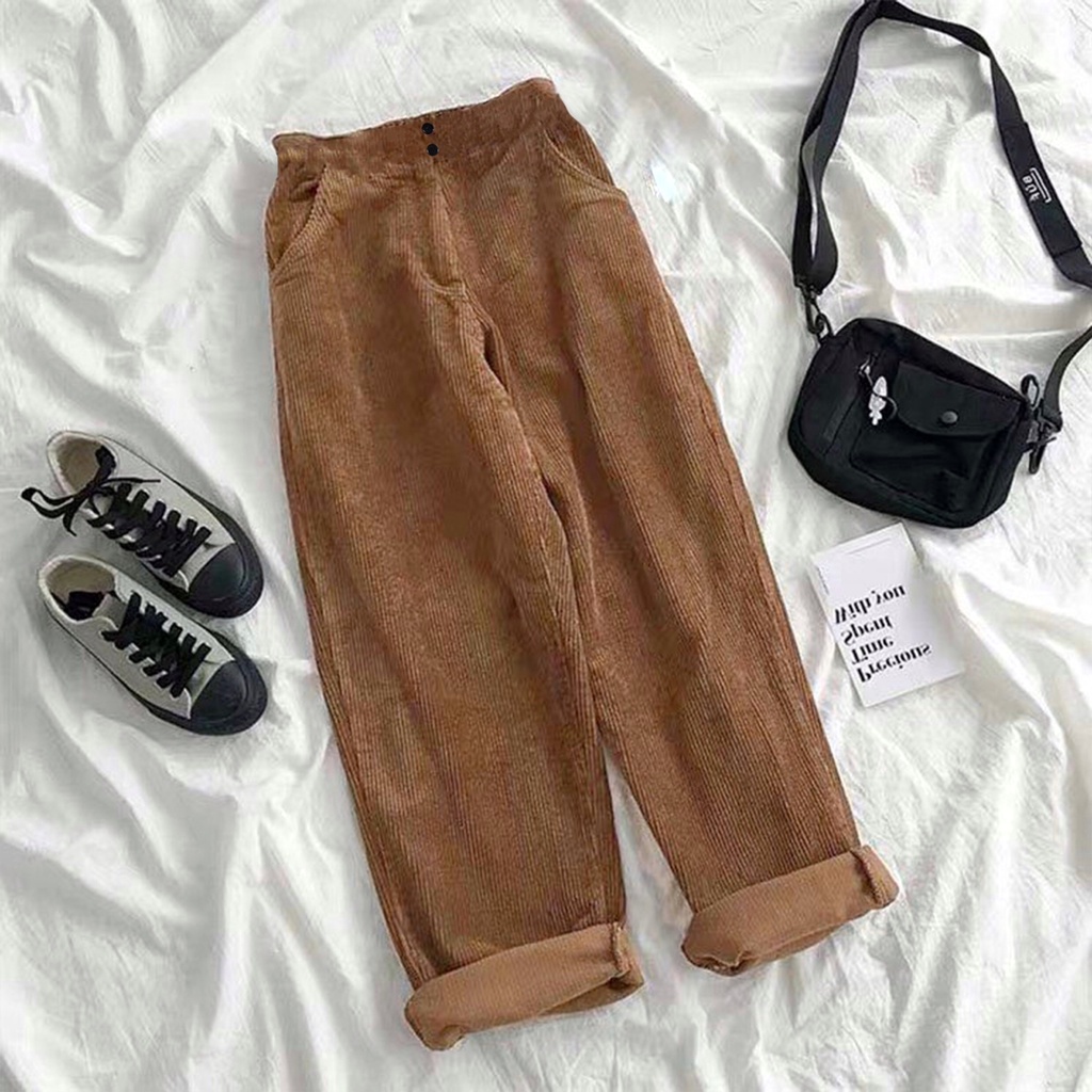 Quần Baggy Nhung Tăm Cạp Chun - Quần Dài Nữ | BigBuy360 - bigbuy360.vn