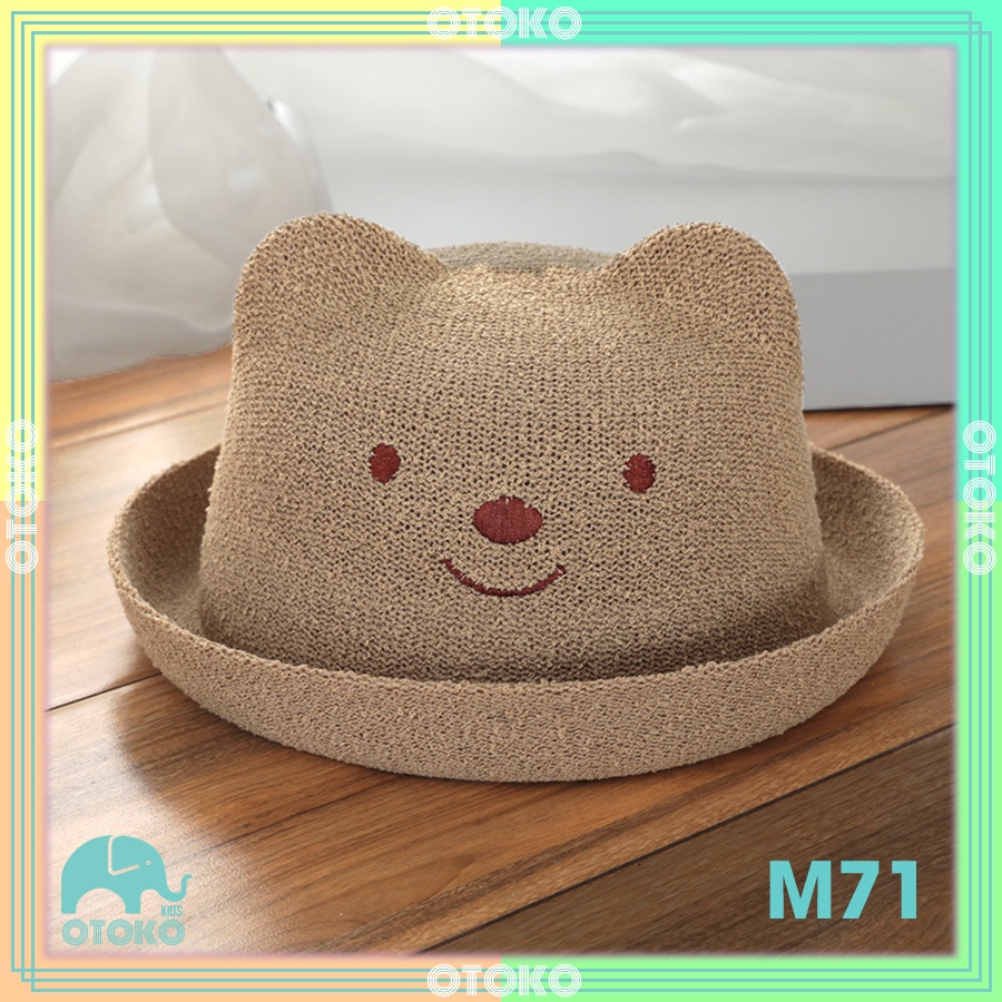 Mũ cói hình gấu cho bé trai 0-3 tuổi