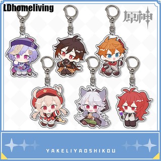 Móc khóa nhựa Acrylic họa tiết hoạt hình Genshin Babye Venti Paimon Klee Keqing