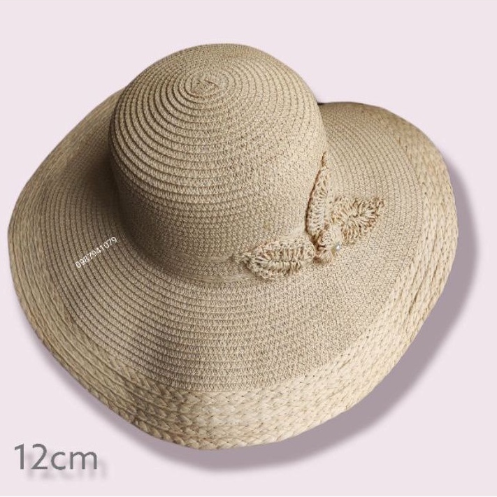 Nón vành rộng, Mũ cói rộng vành cao cấp ( chiều dài vành 12cm)
