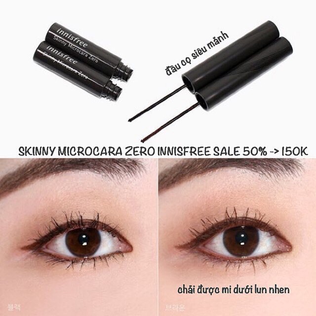 (Hàng store seal) Mascara siêu mảnh Innisfree Skinny Microcara Zero/Skinny Microcara