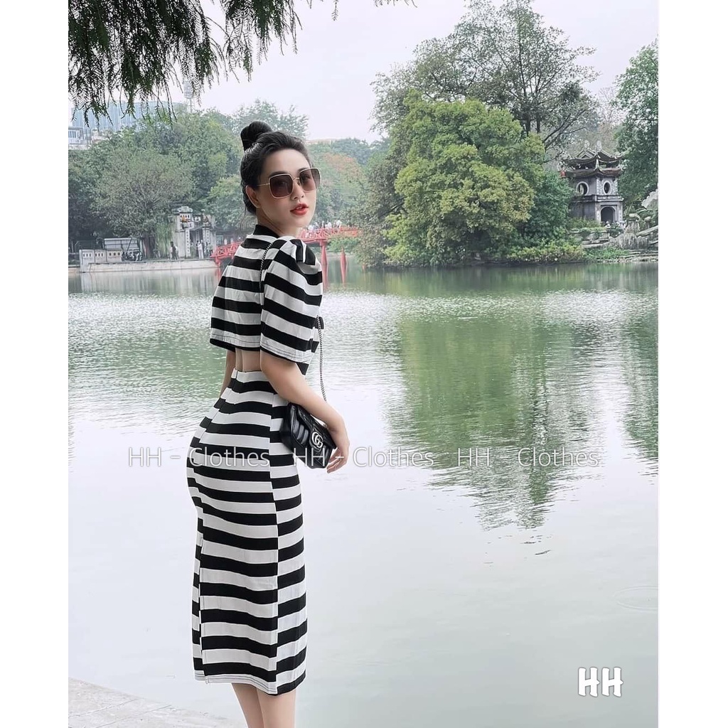 váy body kẻ hở lưng,đầm dáng dài chất zip co giãn độ body-Maithoshop