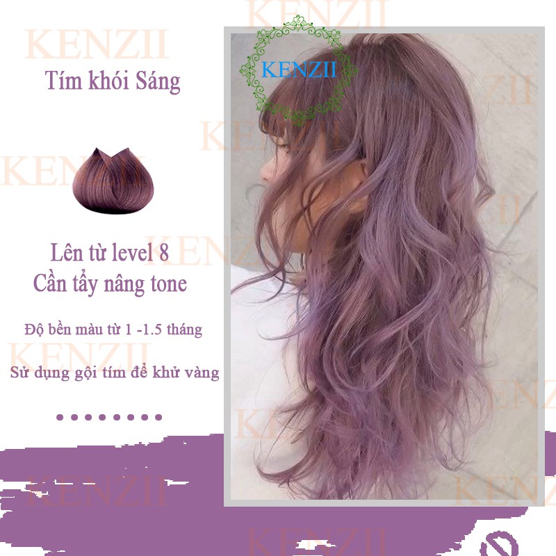 Thuốc Nhuộm Tóc Màu Tím Khói Sáng Phong Cách Hàn Quốc Kenzii Lên Từ level 9 ( Tặng Tẩy + Oxi ) | BigBuy360 - bigbuy360.vn
