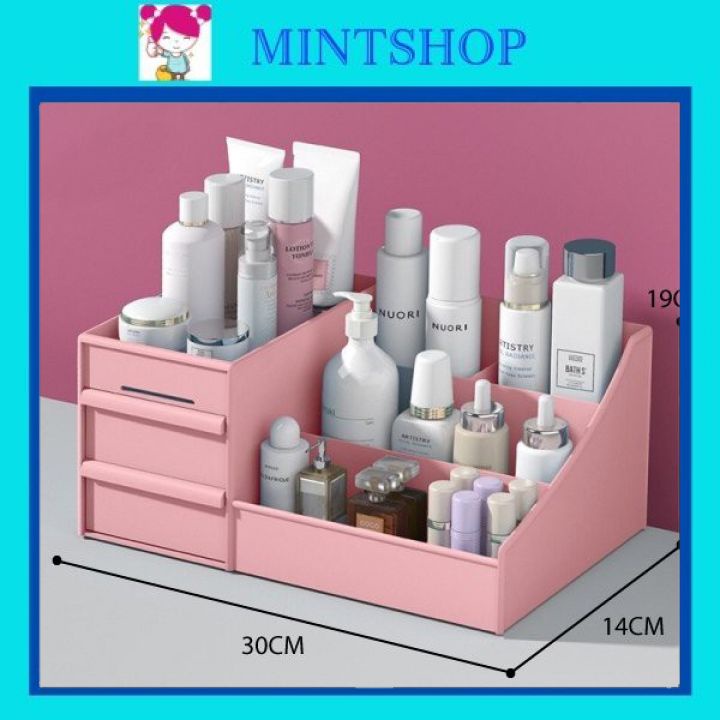 Kệ Đựng Mỹ Phẩm Đa Năng Bằng Nhựa 3 Tầng 2 Ngăn Kéo- Hộp Đựng Đồ Trang Điểm Cao Cấp Loại TO