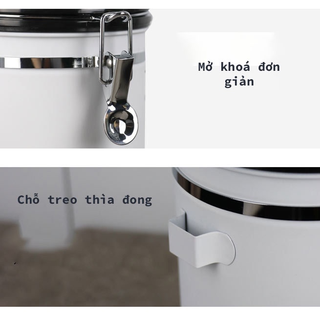 Hộp Đựng Cà Phê Inox 304 Nắp Gài 1800ml