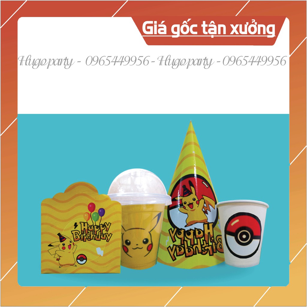 Bộ sinh nhật combo trang trí bàn tiệc cho Bé, chủ đề Pikachu