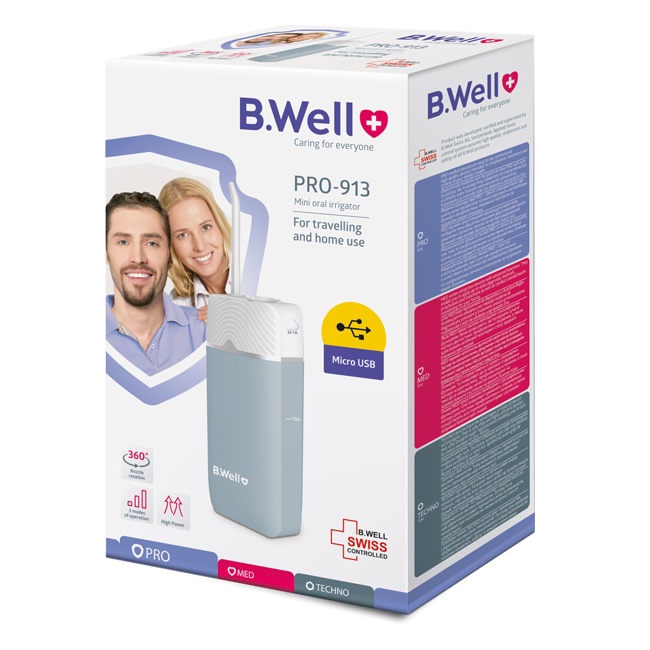 ✅ B.WELL SWISS PRO-913 - Máy tăm nước cá nhân du lịch, vệ sinh răng miệng, chỉnh nha, niềng răng, sâu răng (chính hãng)