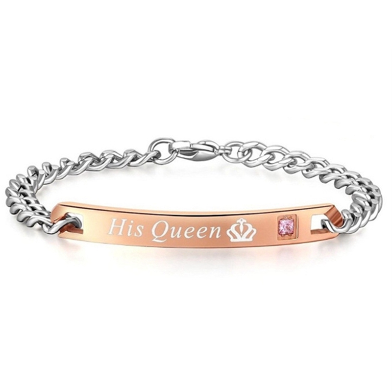 Vòng đeo tay họa tiết His Queen / Her King dùng cho cặp đôi độc đáo