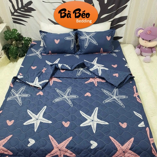 Bộ Chăn Ga Gối Cotton Poly Hè Thu 5 Món, Set Chăn Hè Ga Gối, Bộ Chăn Ga Gối Cotton Hoạ Tiết Sinh Động