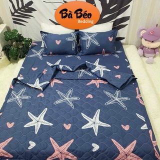 Bộ chăn ga gối cotton poly hè thu 5 món, set chăn hè ga gối, bộ chăn ga gối cotton hoạ tiết sinh động