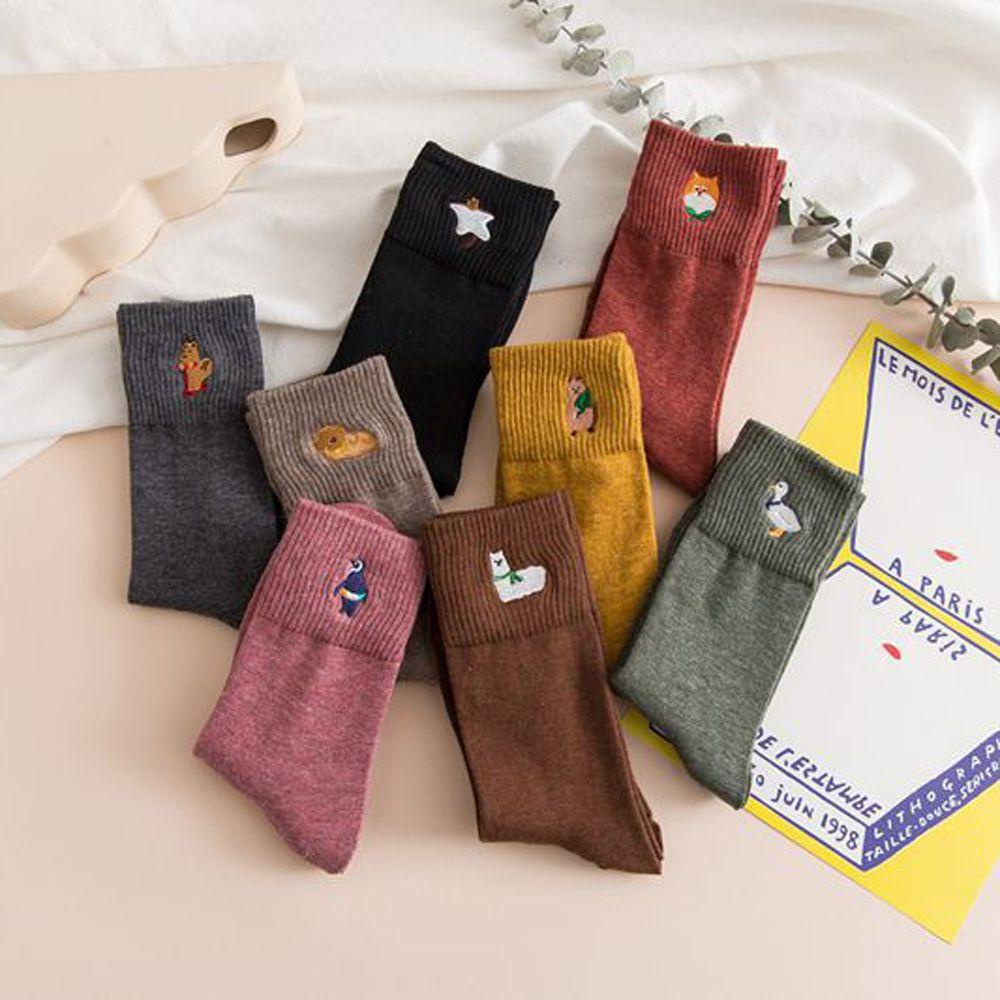 Vớ Mềm Thoáng Khí Thêu Họa Tiết Phong Cách Harajuku Cho Nữ