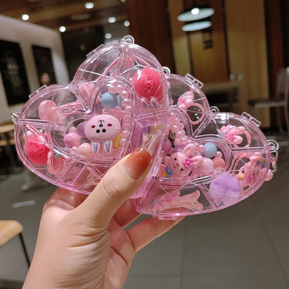 1 Bộ Phụ Kiện Kẹp Tóc/Kẹp Tóc/Dây Chuyền/Vòng Cổ Phong Cách Hoạt Hình Bằng Nhựa Màu Hồng Dễ Thương Dành Cho Bé Gái