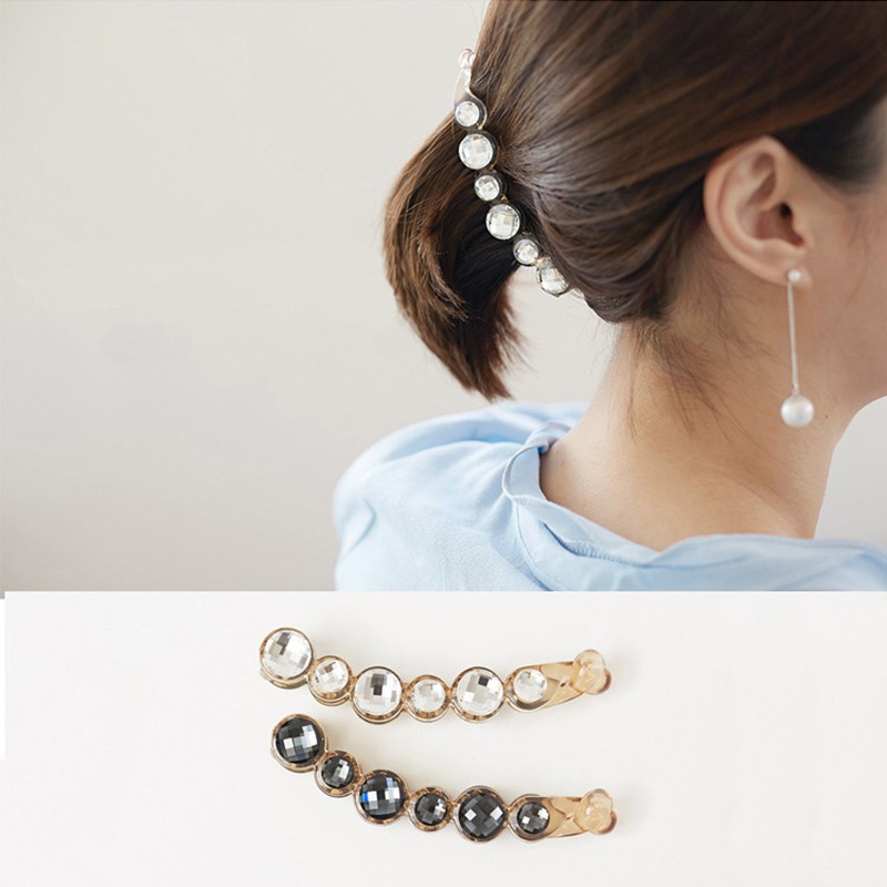 Kẹp tóc pha lê màu trơn