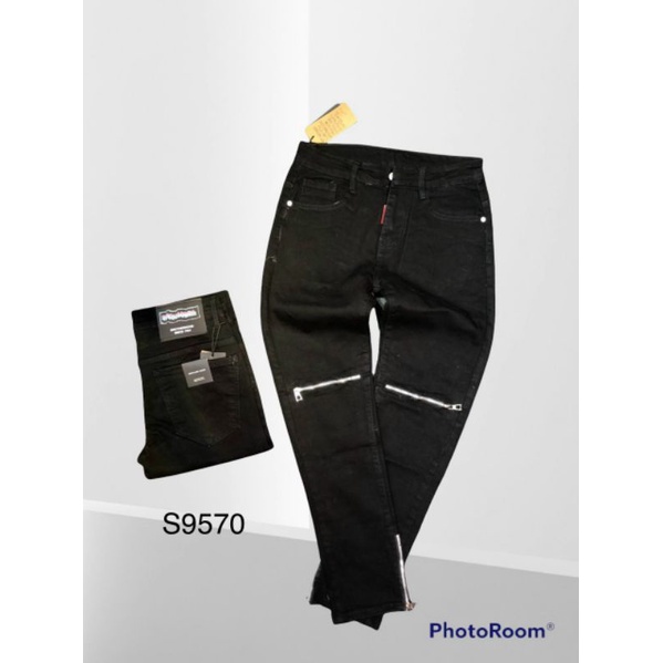 Quần jeans nam cao cấp, màu đen , khóa gối khóa chân