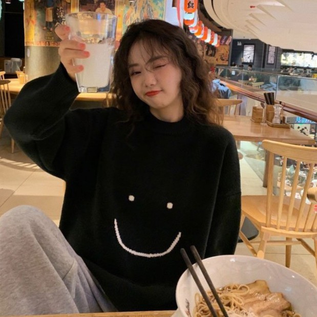 Set Áo Sweater + Quần Ống Rộng Họa Tiết Mặt Cười Form Rộng - Set Đồ Nỉ - Unisex - Titto Closet | BigBuy360 - bigbuy360.vn