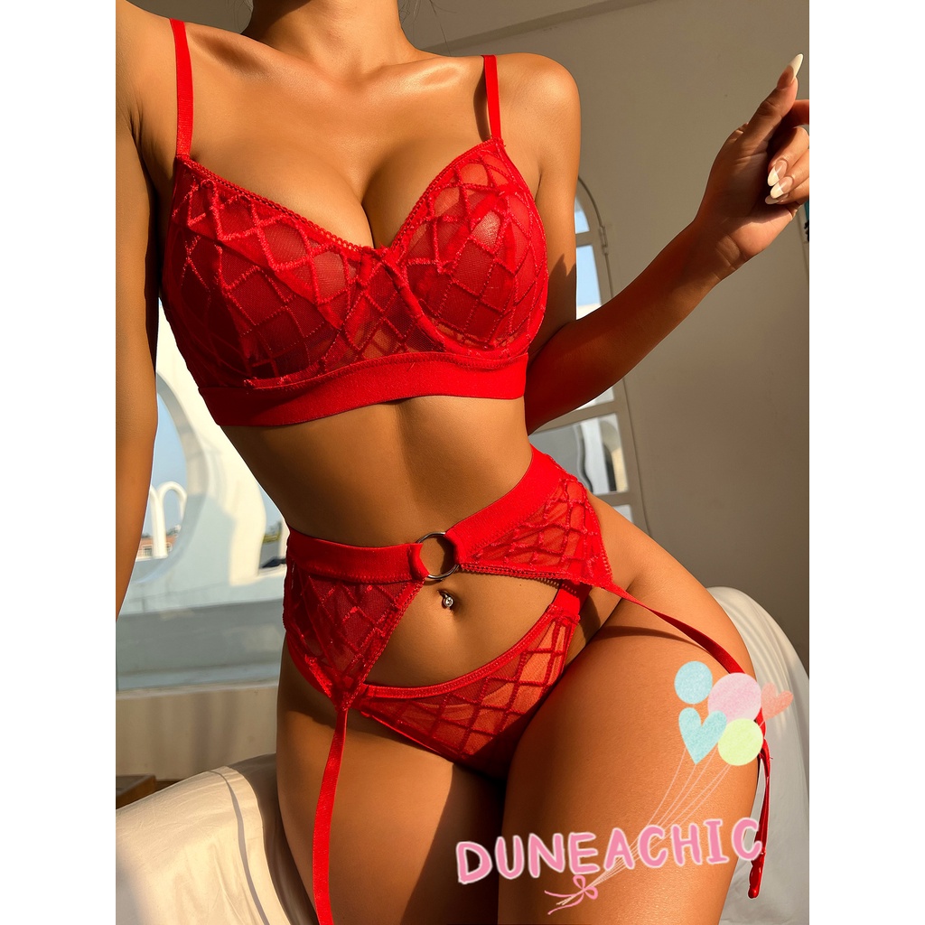 DUNEA Bộ đồ nữ gồm áo ngực và quần lót dạng lưới gợi cảm thời trang