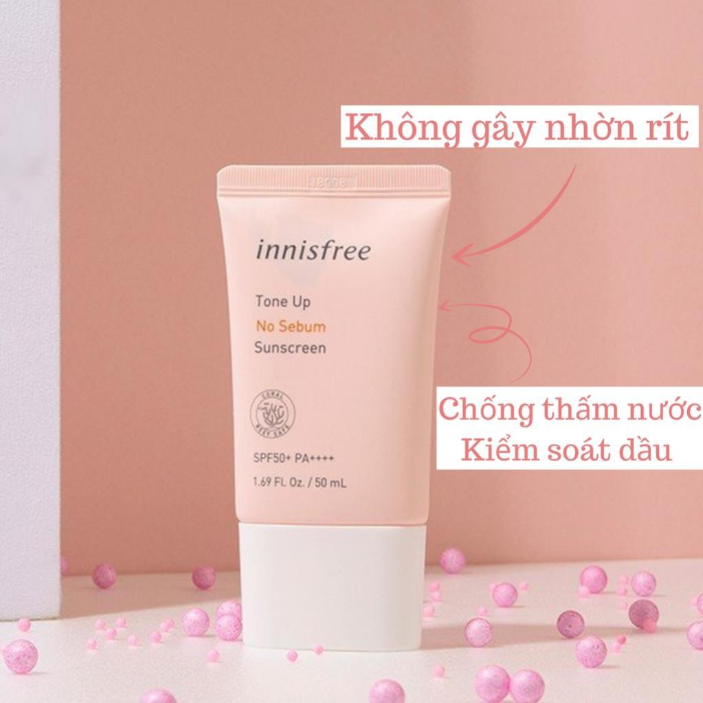 Kem Chống Nắng Innisfree Tone Up No Sebum Sunscreen SPF50+PA++++ 50ml (màu hồng)