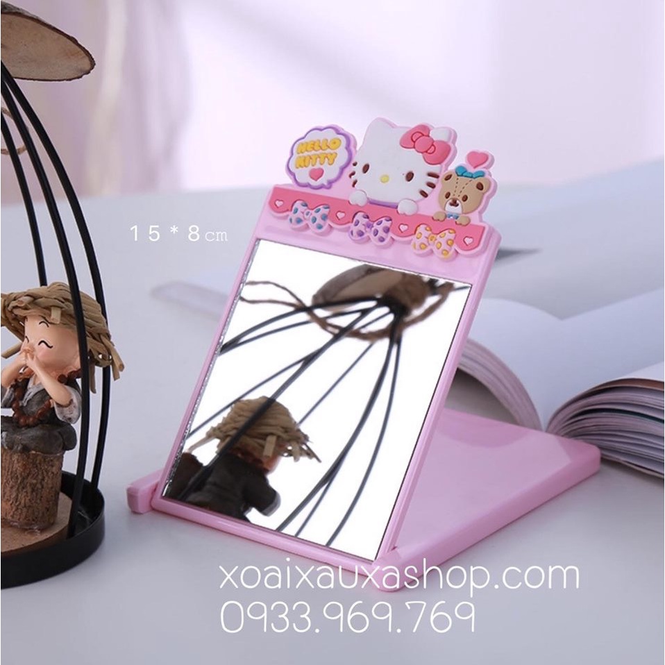Gương gấp bỏ túi tiện lợi hình Kitty, thỏ Melody, 15*8cm