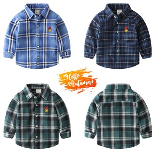 Áo sơ mi bé trai WAPYPY áo sơ mi dạ cho bé hoạ tiết kẻ caro chất cotton hàng xuất Âu Mỹ